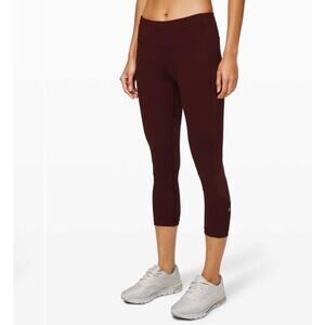 Lululemon Pace‎ Rival Crop *22" Garnet W6AV0S Size 4 Maroon Yoga Workout Fitness